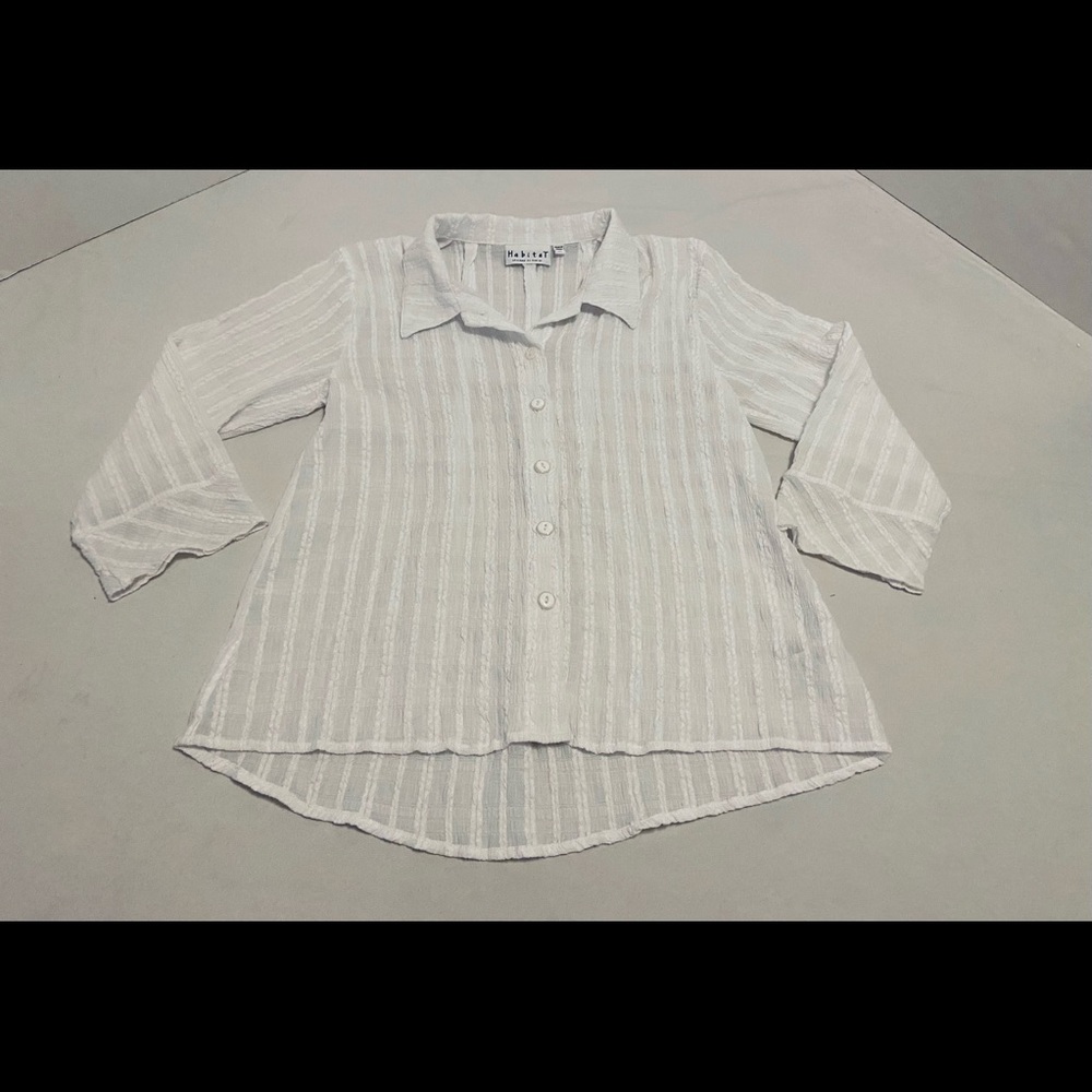 HABITAT White Button Front Cotton Blend Shirt, Size XS